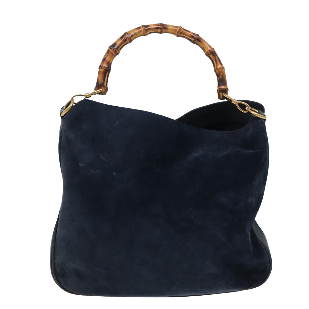 GUCCI Bamboo Shoulder Bag Suede 2way Navy 001 1577 2615 83940