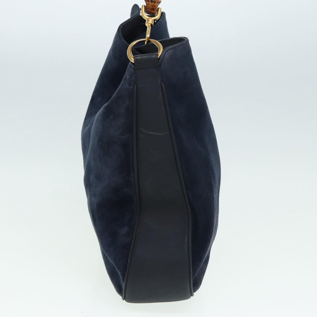 GUCCI Bamboo Shoulder Bag Suede 2way Navy 001 1577 2615 83940