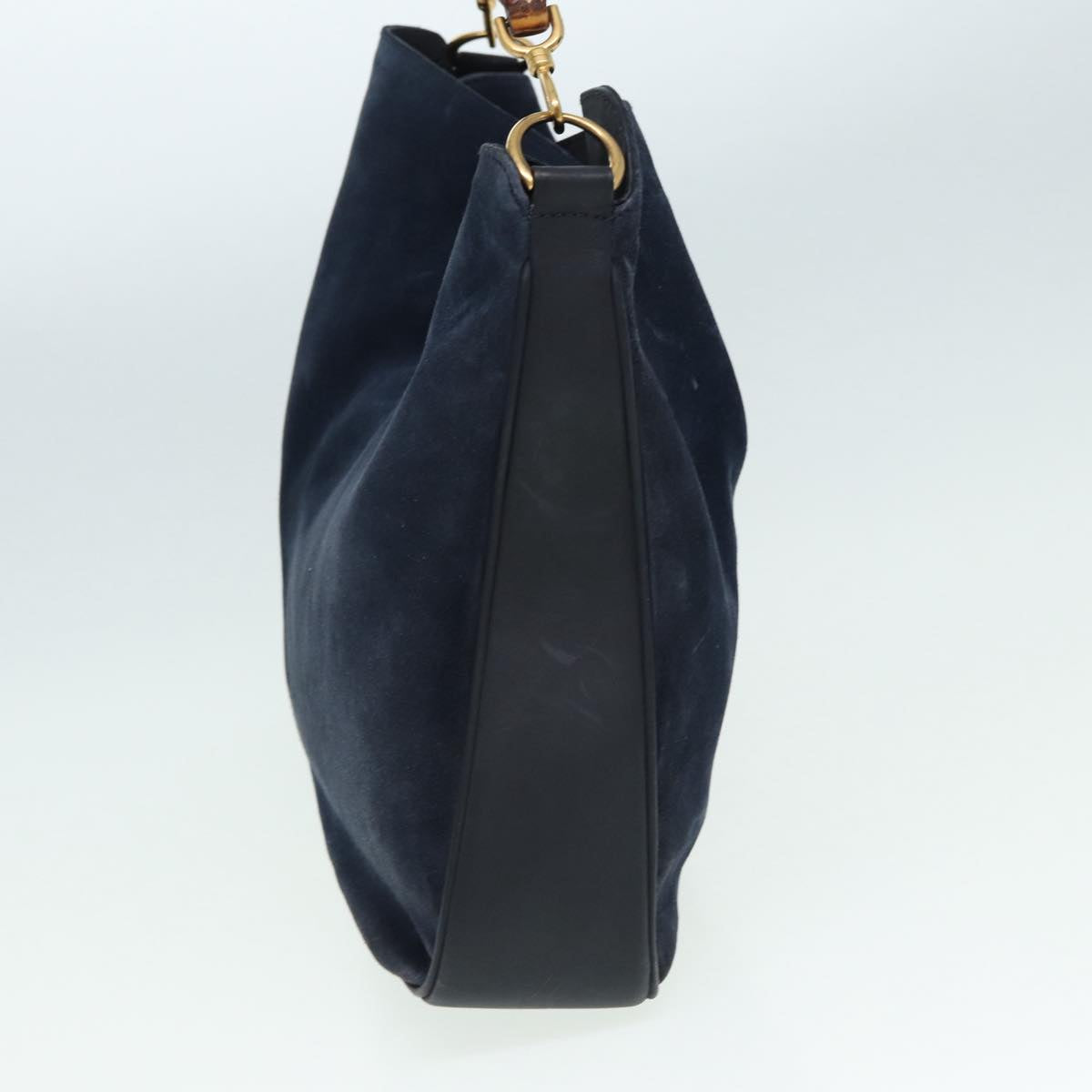 GUCCI Bamboo Shoulder Bag Suede 2way Navy 001 1577 2615 83940
