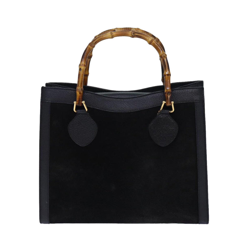 GUCCI Bamboo Hand Bag Suede Black 002 1095 026 83941