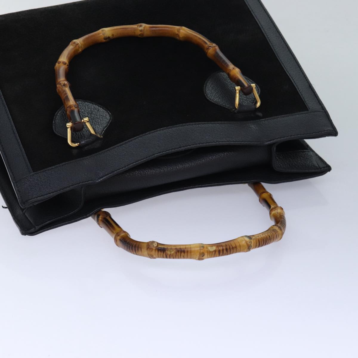 GUCCI Bamboo Hand Bag Suede Black 002 1095 026 83941