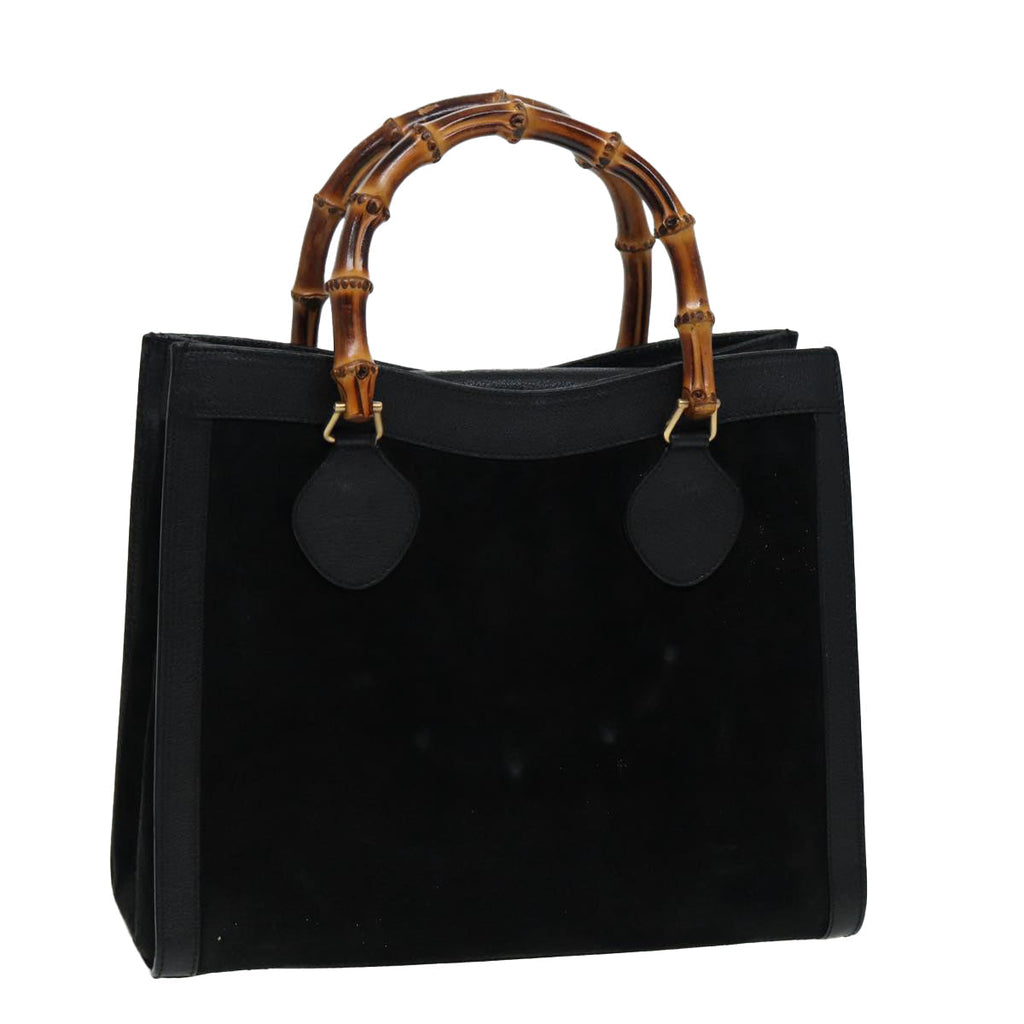 GUCCI Bamboo Hand Bag Suede Leather Black 002 1186 0260 83942