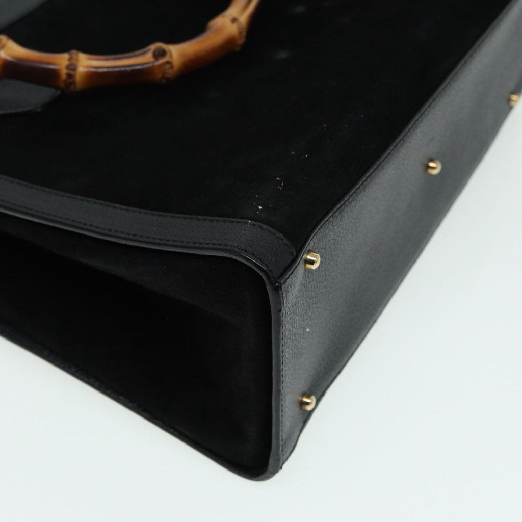 GUCCI Bamboo Hand Bag Suede Leather Black 002 1186 0260 83942