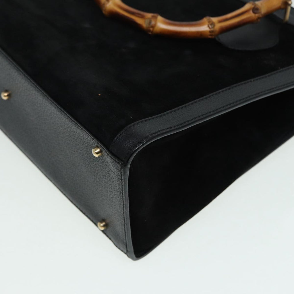 GUCCI Bamboo Hand Bag Suede Leather Black 002 1186 0260 83942