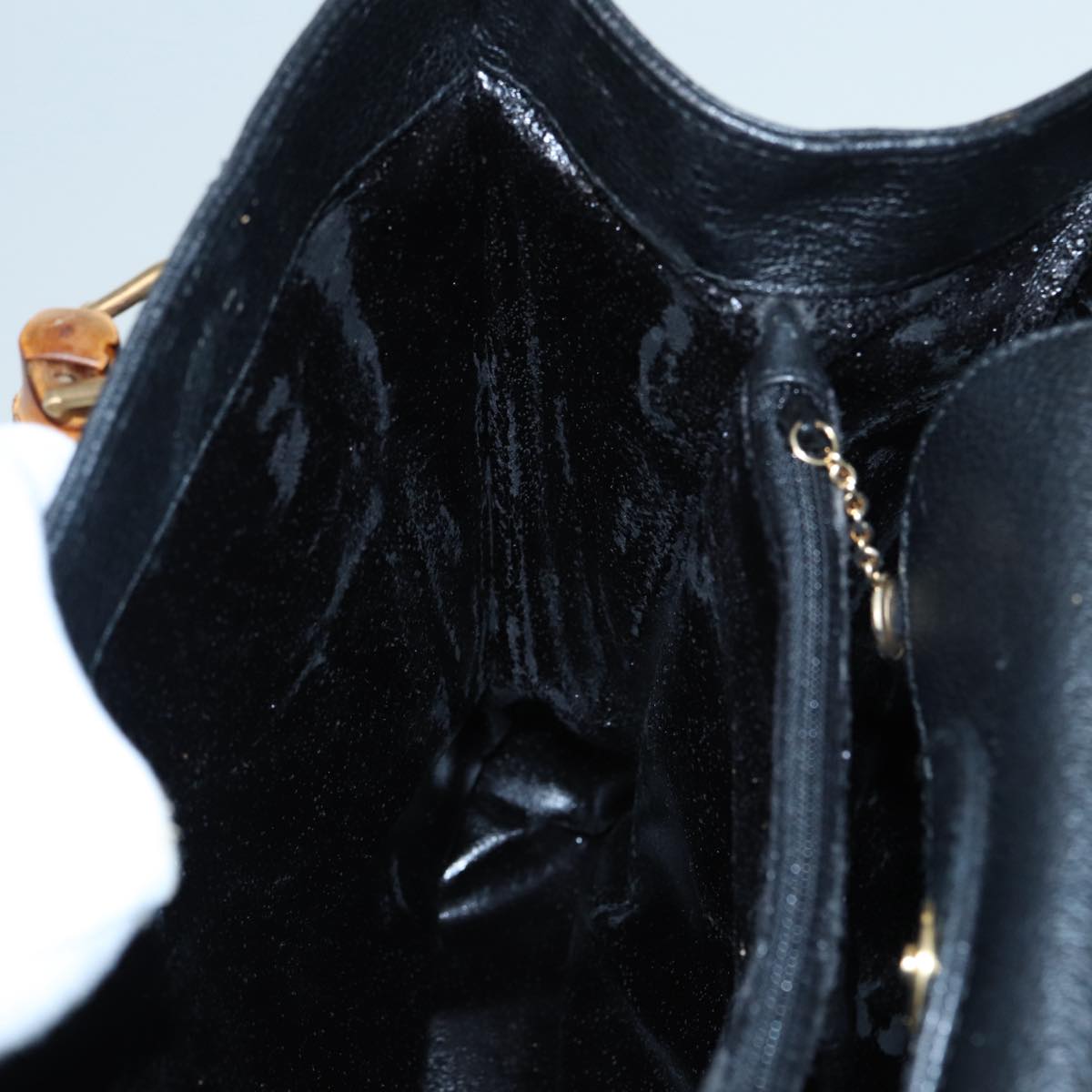 GUCCI Bamboo Hand Bag Suede Leather Black 002 1186 0260 83942