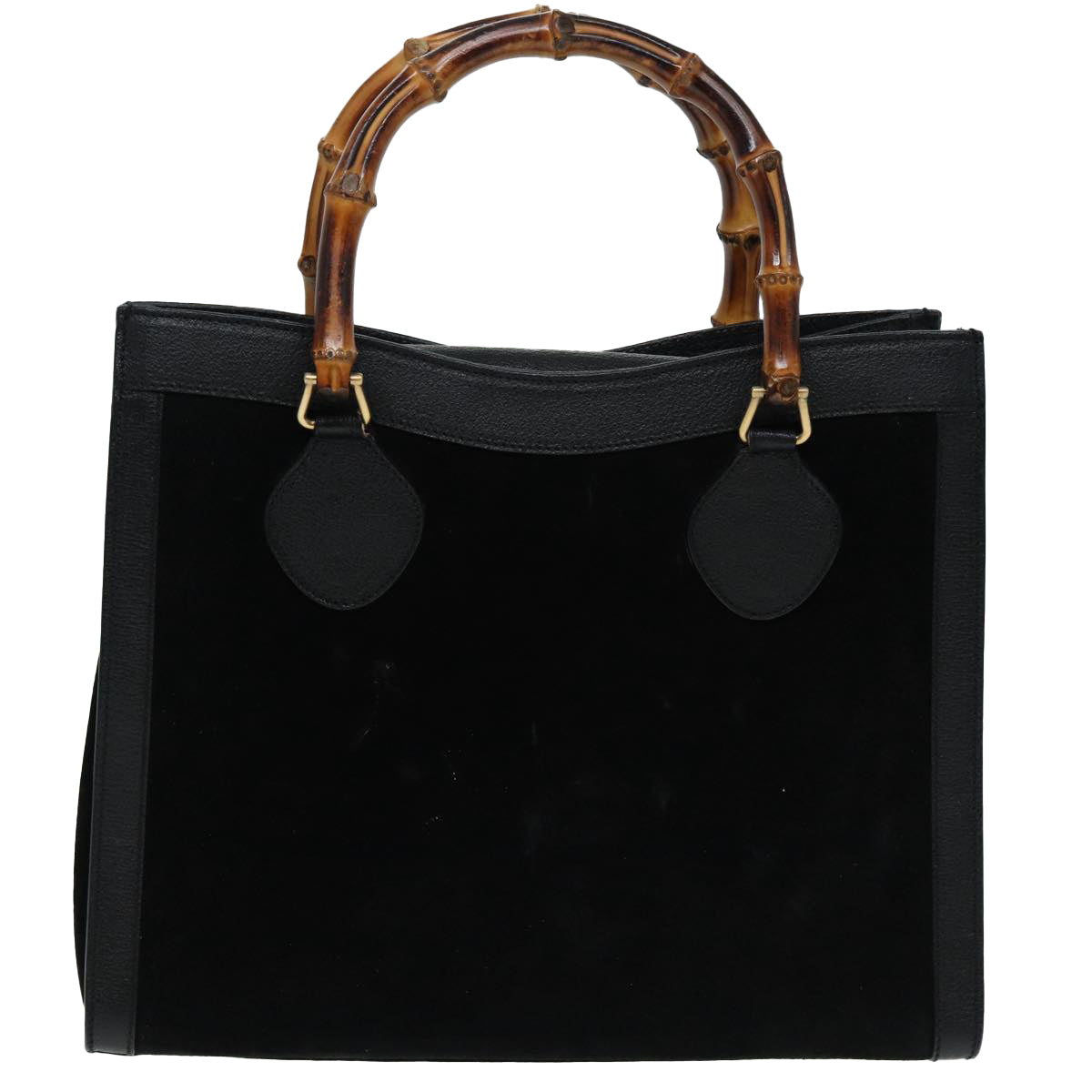 GUCCI Bamboo Hand Bag Suede Leather Black 002 1186 0260 83942