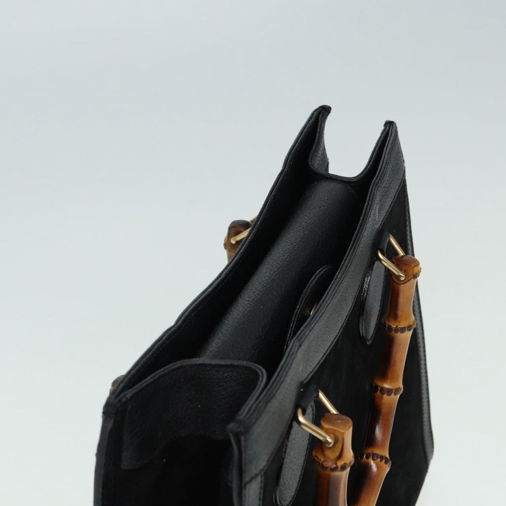 GUCCI Bamboo Hand Bag Suede Leather Black 002 1186 0260 83942