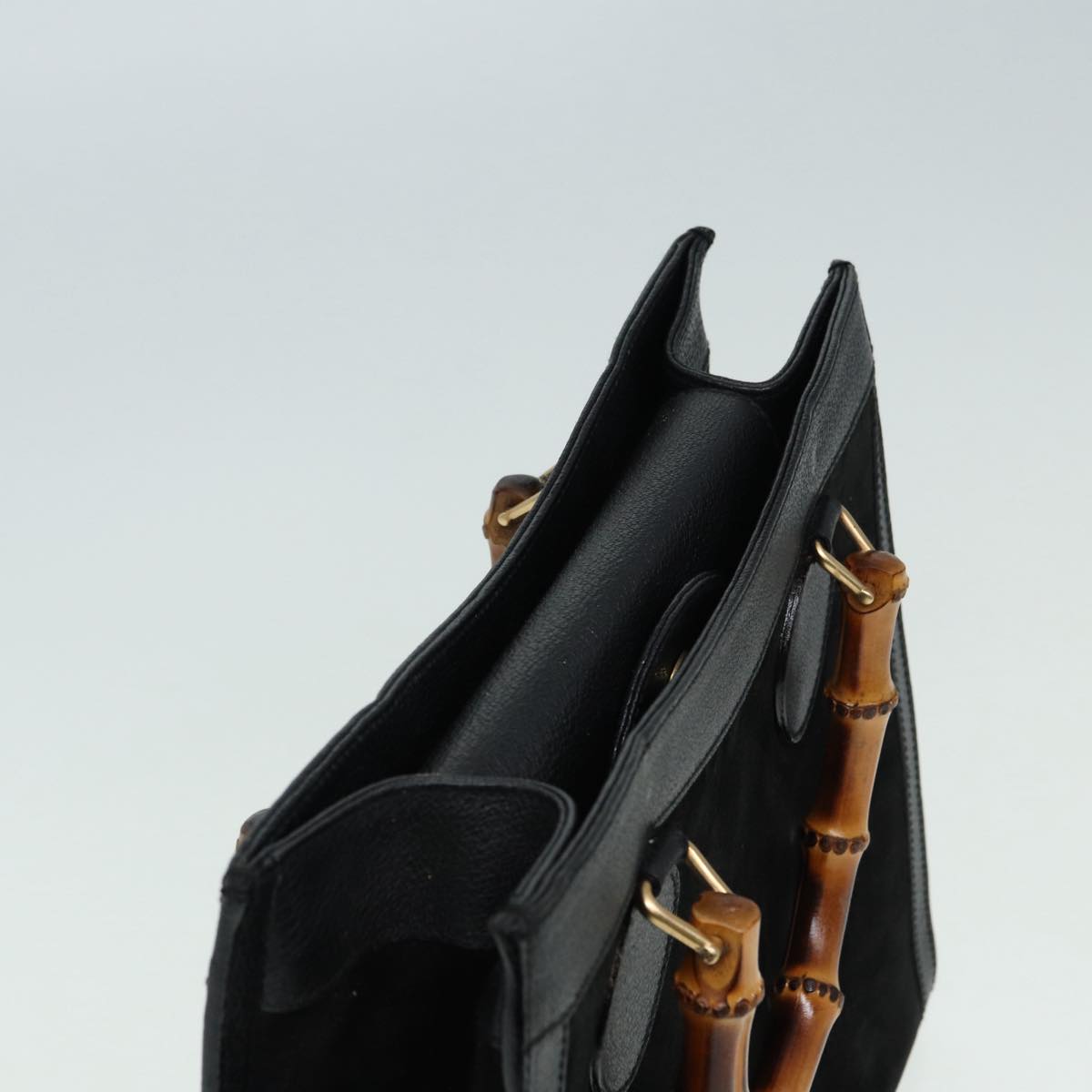 GUCCI Bamboo Hand Bag Suede Leather Black 002 1186 0260 83942