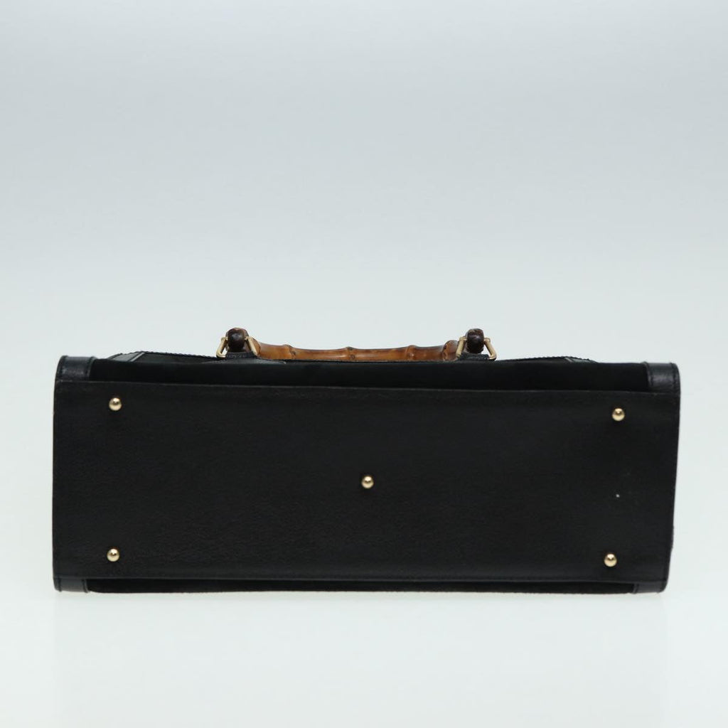 GUCCI Bamboo Hand Bag Suede Leather Black 002 1186 0260 83942