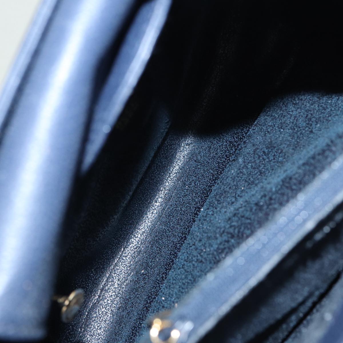 GUCCI Bamboo Hand Bag Suede Leather Navy 83943
