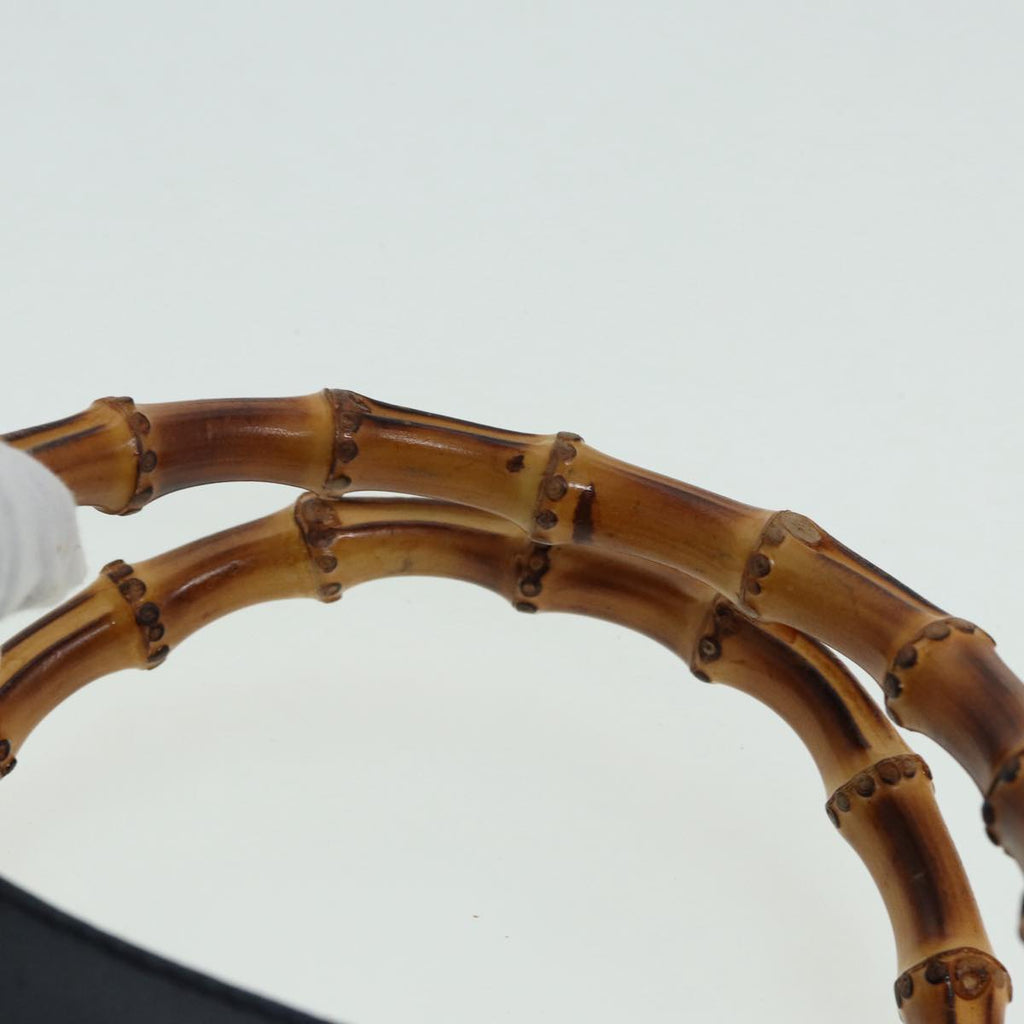 GUCCI Bamboo Hand Bag Suede Leather Navy 83943
