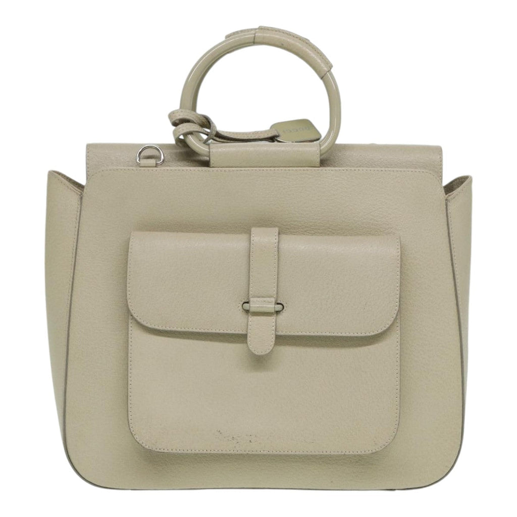 GUCCI Hand Bag Leather White 000 2058 0307 5 83960
