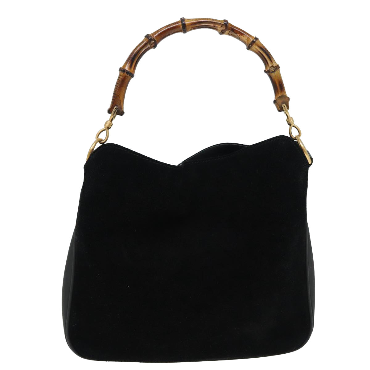 GUCCI Bamboo Hand Bag Suede Black 001 3754 1638 83964