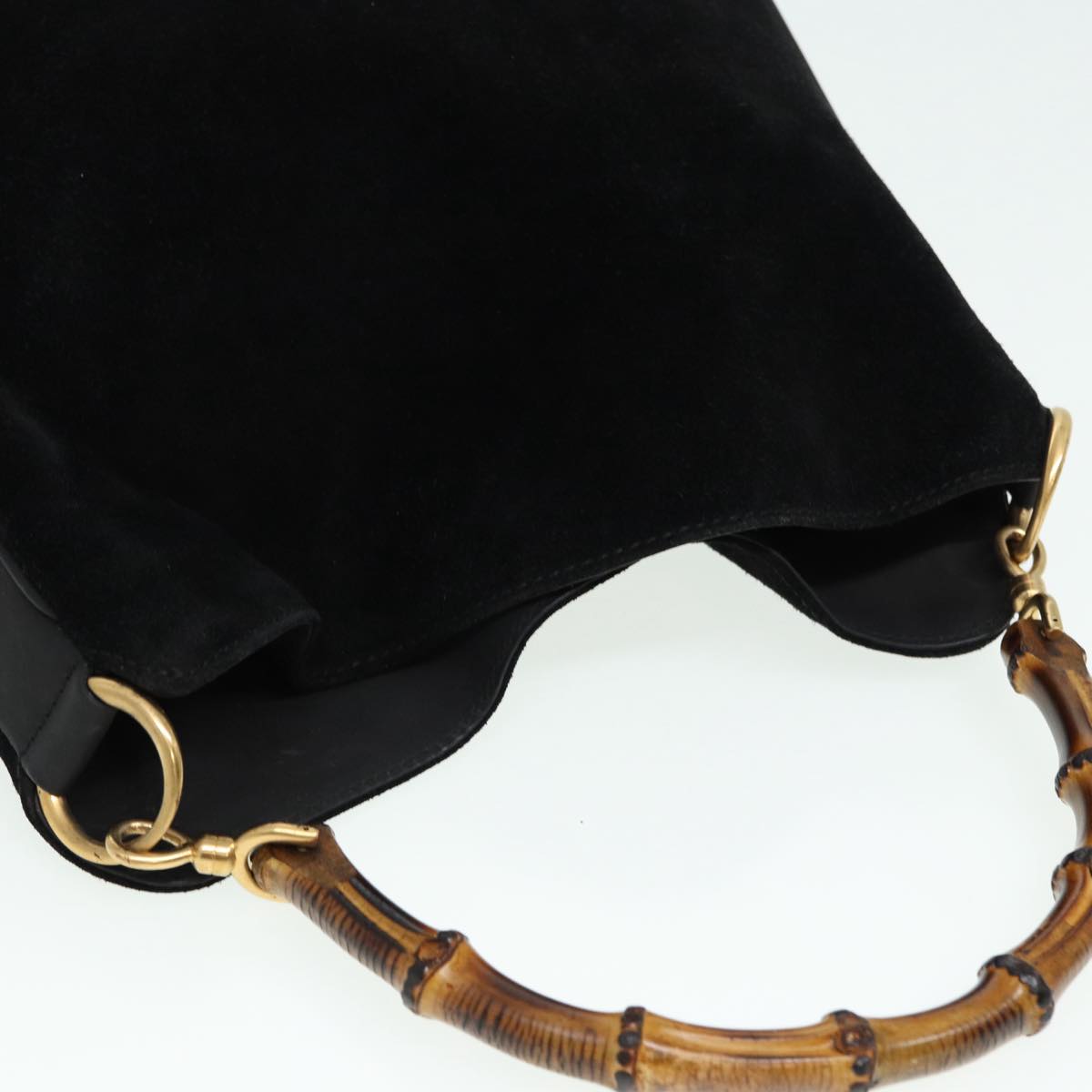 GUCCI Bamboo Hand Bag Suede Black 001 3754 1638 83964