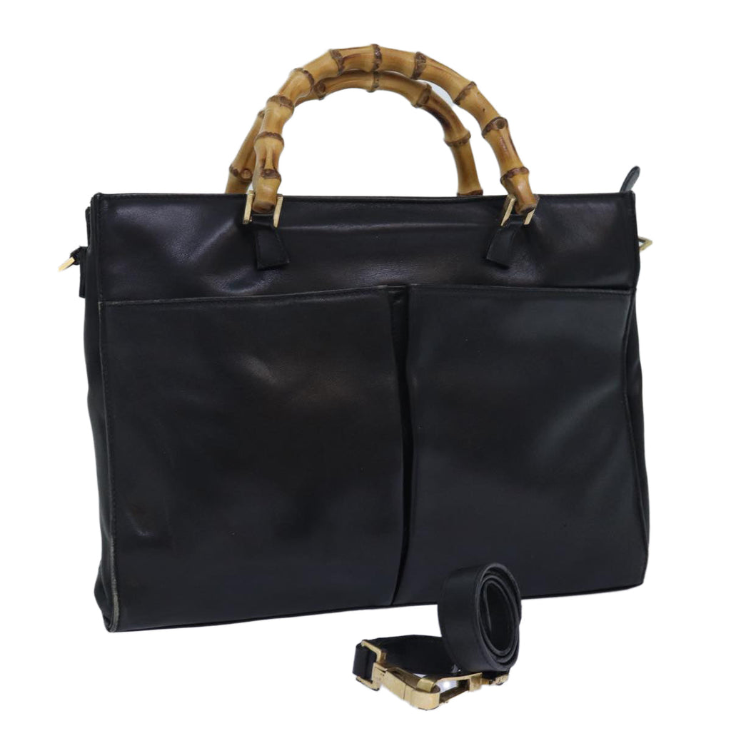 GUCCI Bamboo Shoulder Bag Leather 2way Black 001 2855 1875 0 83966