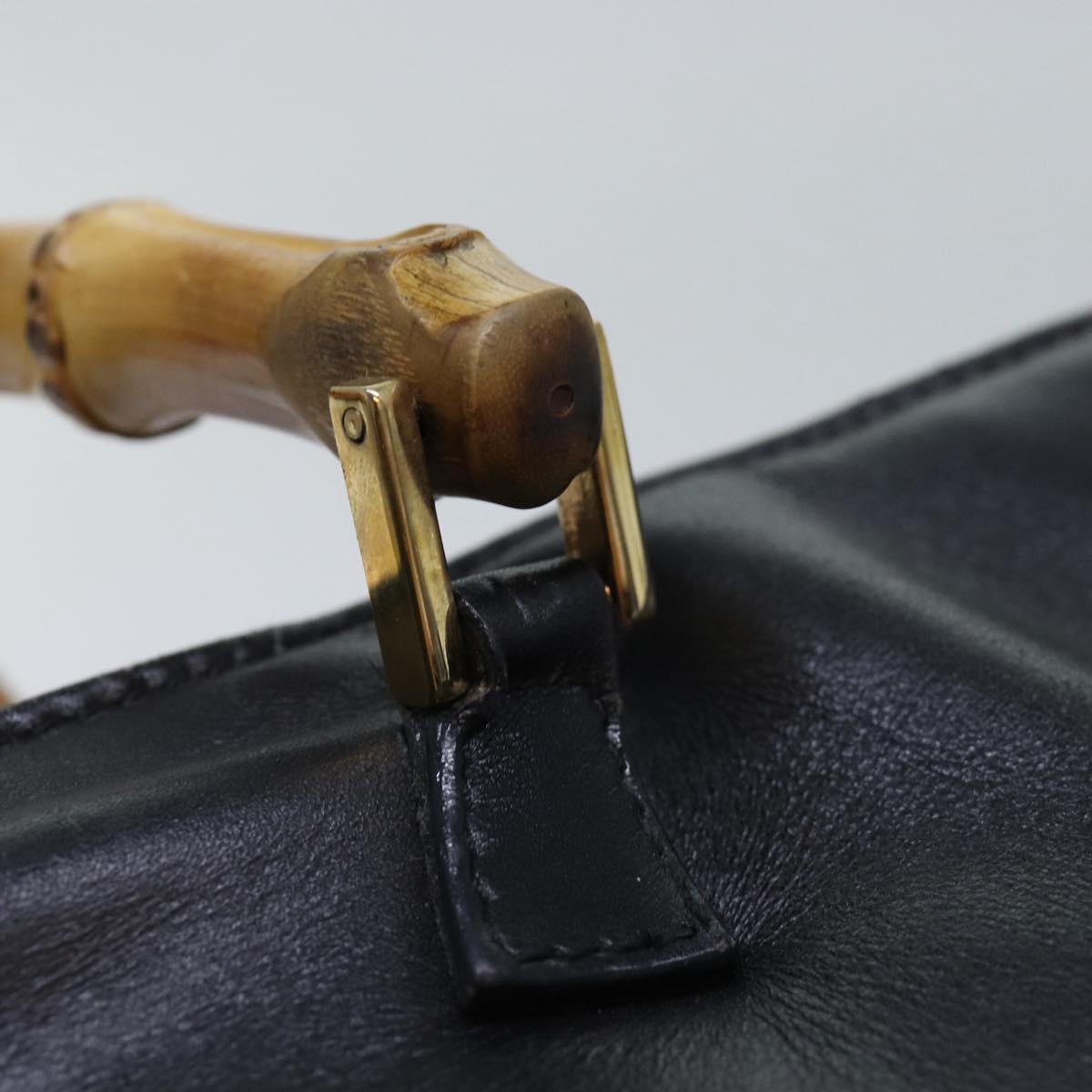 GUCCI Bamboo Shoulder Bag Leather 2way Black 001 2855 1875 0 83966
