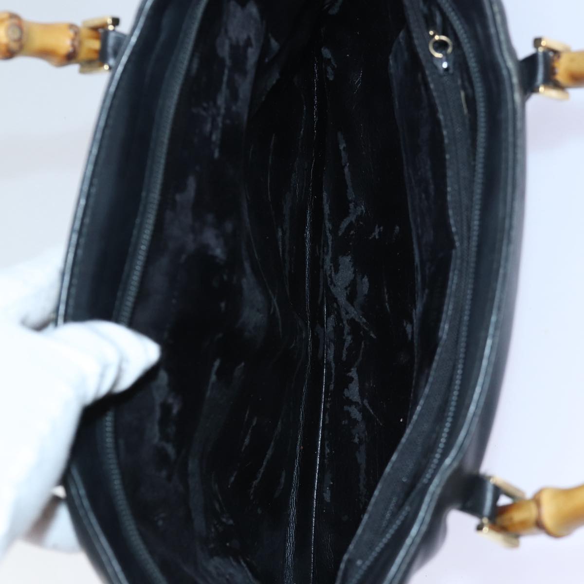 GUCCI Bamboo Shoulder Bag Leather 2way Black 001 2855 1875 0 83966