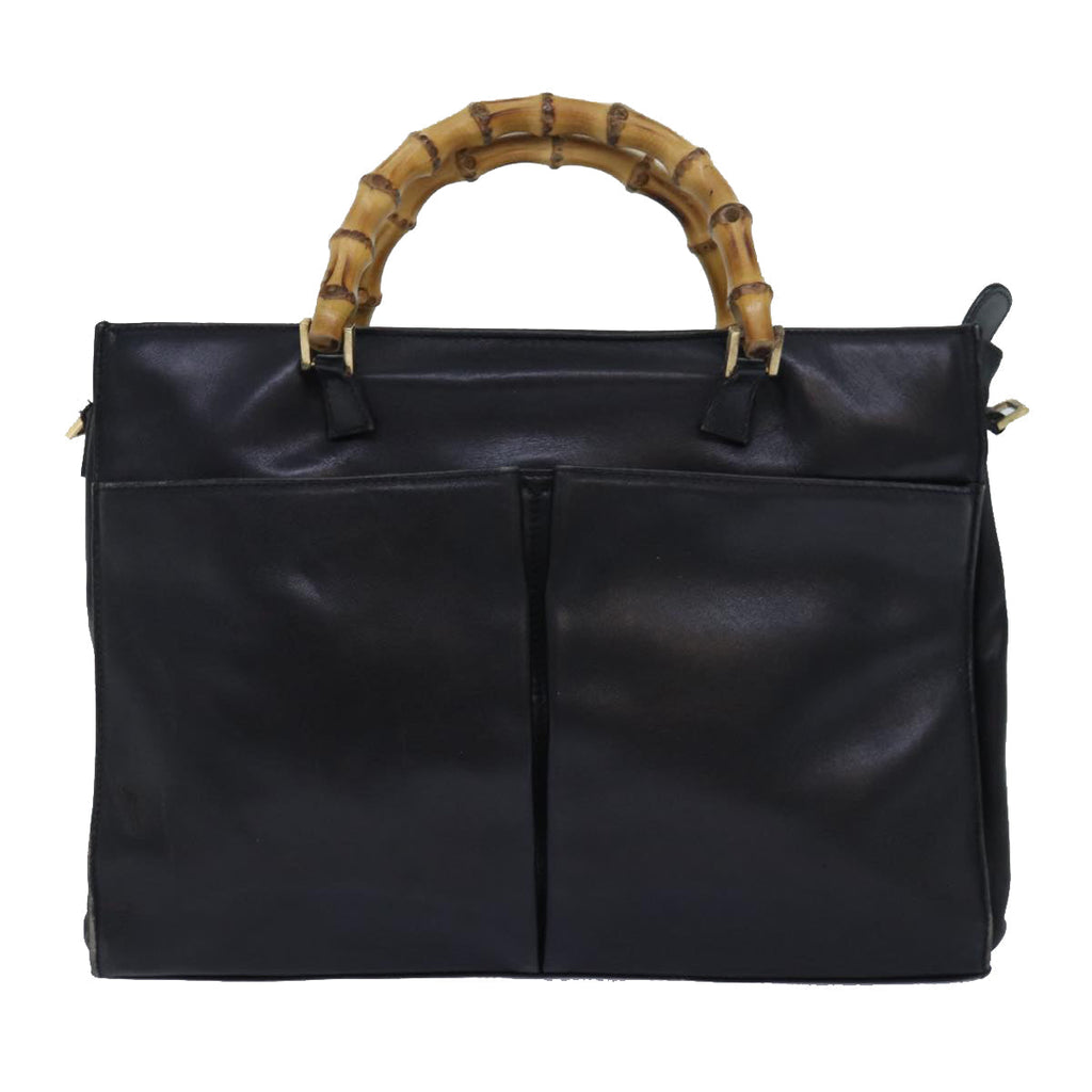 GUCCI Bamboo Shoulder Bag Leather 2way Black 001 2855 1875 0 83966