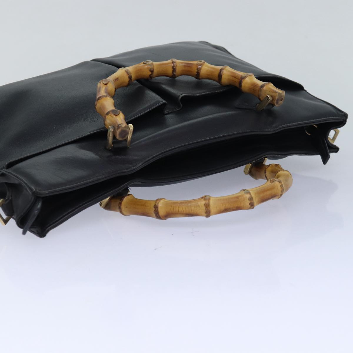 GUCCI Bamboo Shoulder Bag Leather 2way Black 001 2855 1875 0 83966