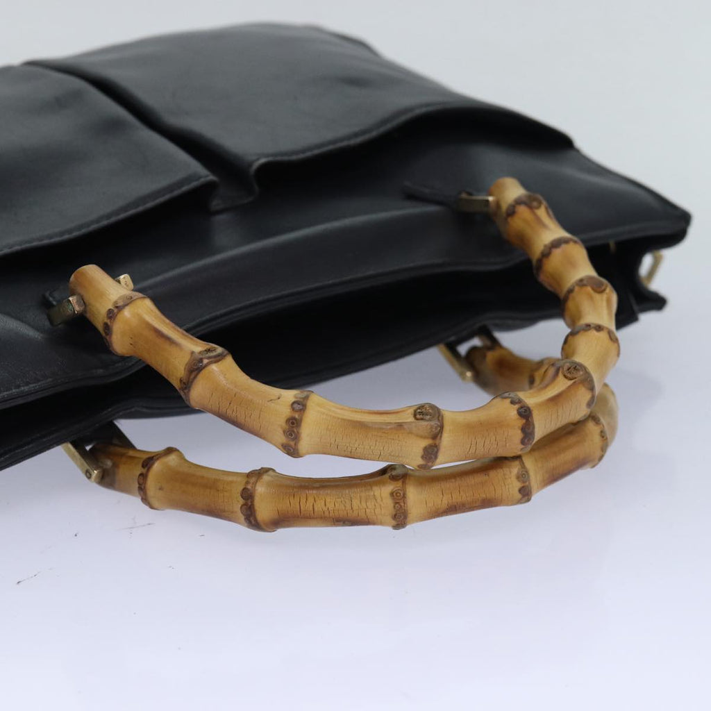 GUCCI Bamboo Shoulder Bag Leather 2way Black 001 2855 1875 0 83966