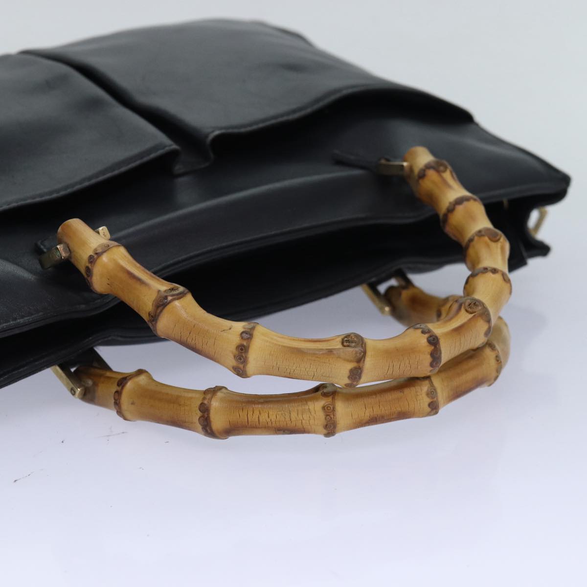 GUCCI Bamboo Shoulder Bag Leather 2way Black 001 2855 1875 0 83966