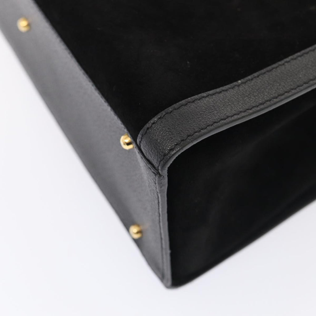 GUCCI Bamboo Hand Bag Suede Black Gold 002 1186 0260 83973