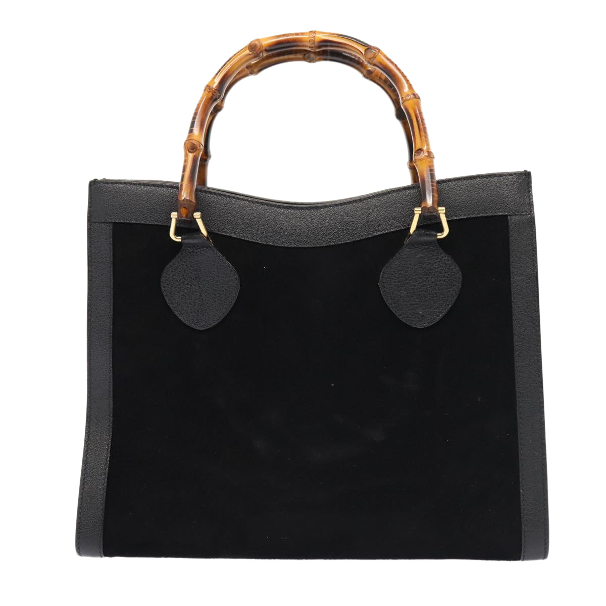 GUCCI Bamboo Hand Bag Suede Black Gold 002 1186 0260 83973