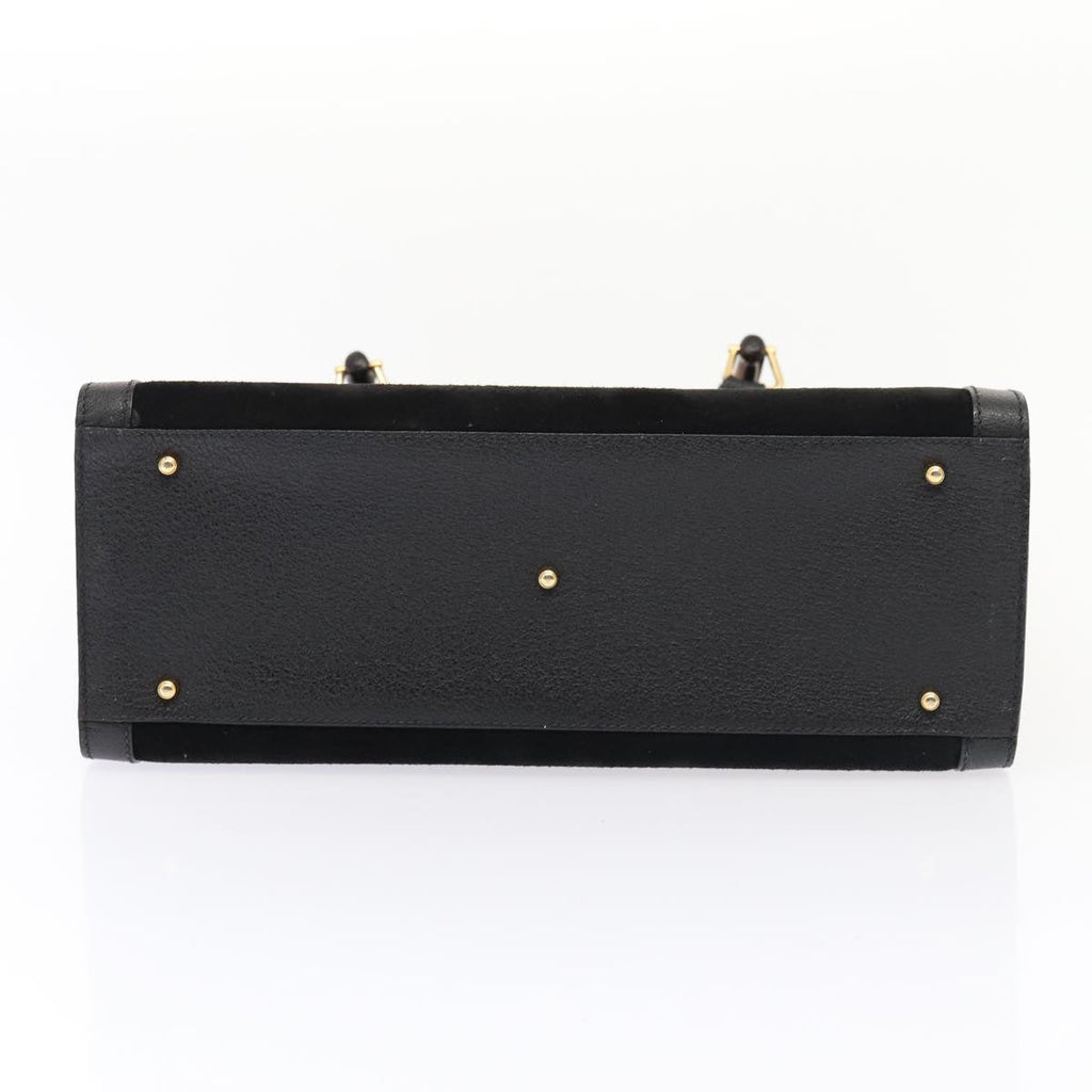 GUCCI Bamboo Hand Bag Suede Black Gold 002 1186 0260 83973