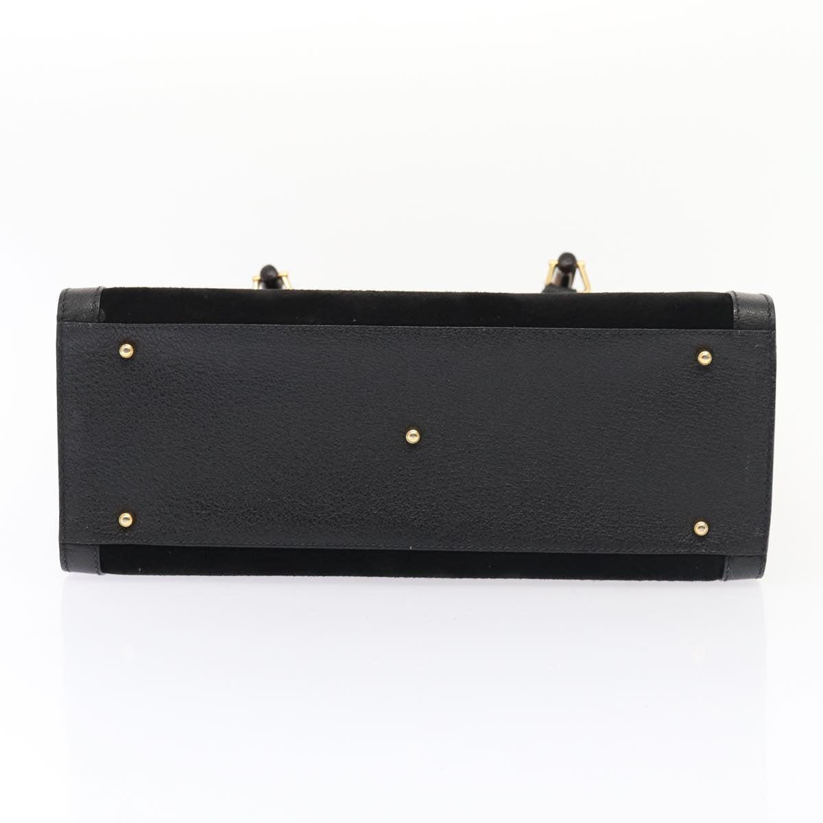 GUCCI Bamboo Hand Bag Suede Black Gold 002 1186 0260 83973