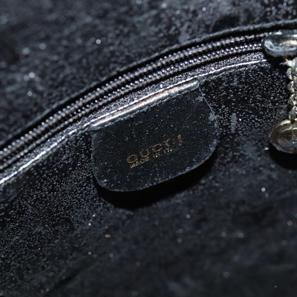 GUCCI Bamboo Hand Bag Leather 2way Black Gold 001 2852 1577 0 83975