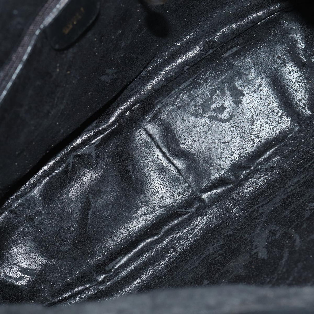 GUCCI Bamboo Hand Bag Leather 2way Black Gold 001 2852 1577 0 83975