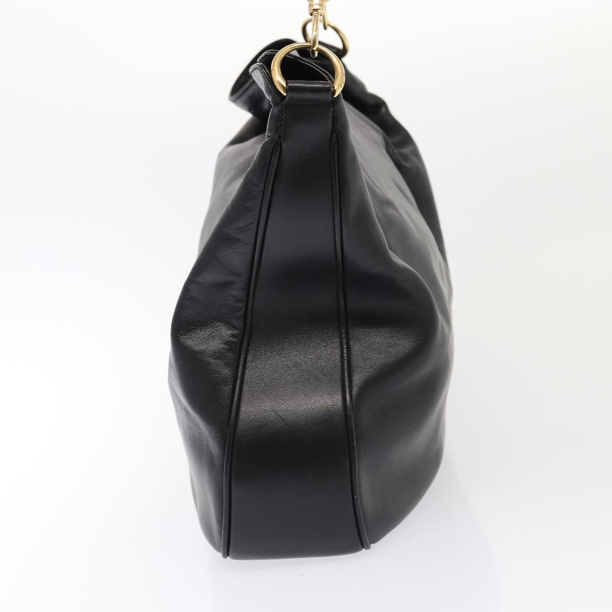 GUCCI Bamboo Hand Bag Leather 2way Black Gold 001 2852 1577 0 83975