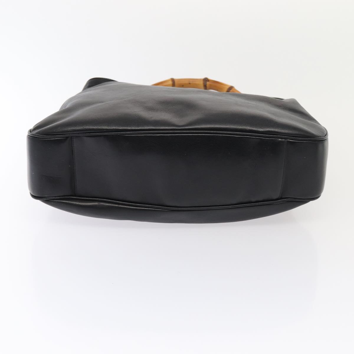 GUCCI Bamboo Hand Bag Leather 2way Black Gold 001 2852 1577 0 83975
