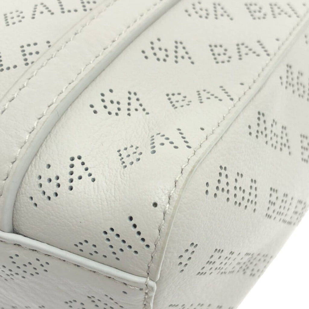 White Balenciaga XXS Everyday Perforated Leather Shopping Tote Bag Satchel