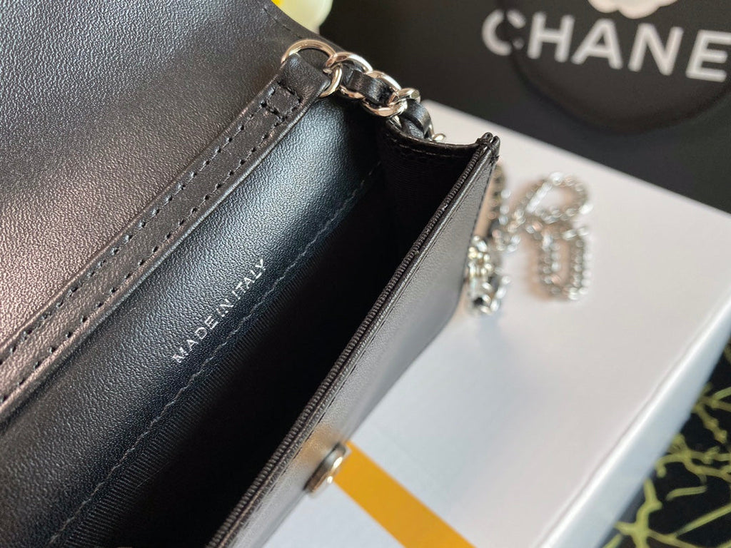 CHLWoc Camellia Black Bag For Women 12cm/4.5in