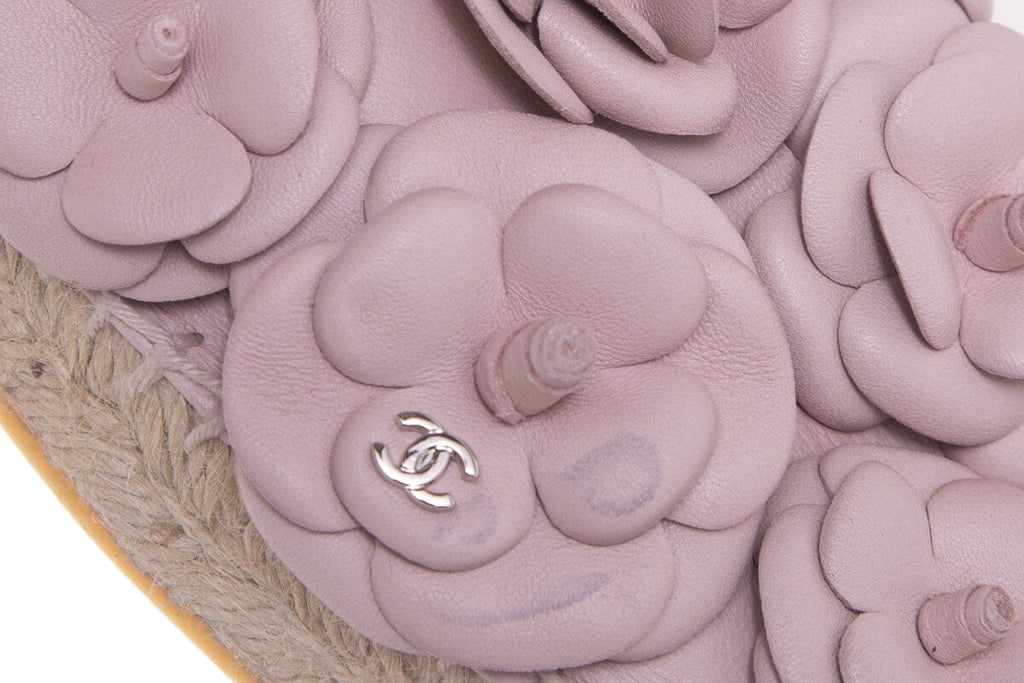 Chanel Blush Camellia Detail Espadrille SZ 41