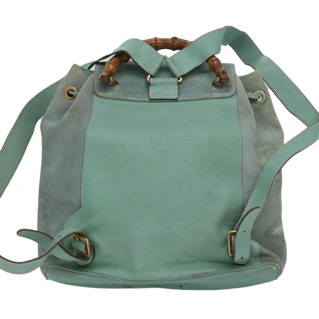 GUCCI Bamboo Backpack Suede Blue 003.2058.0016 84054