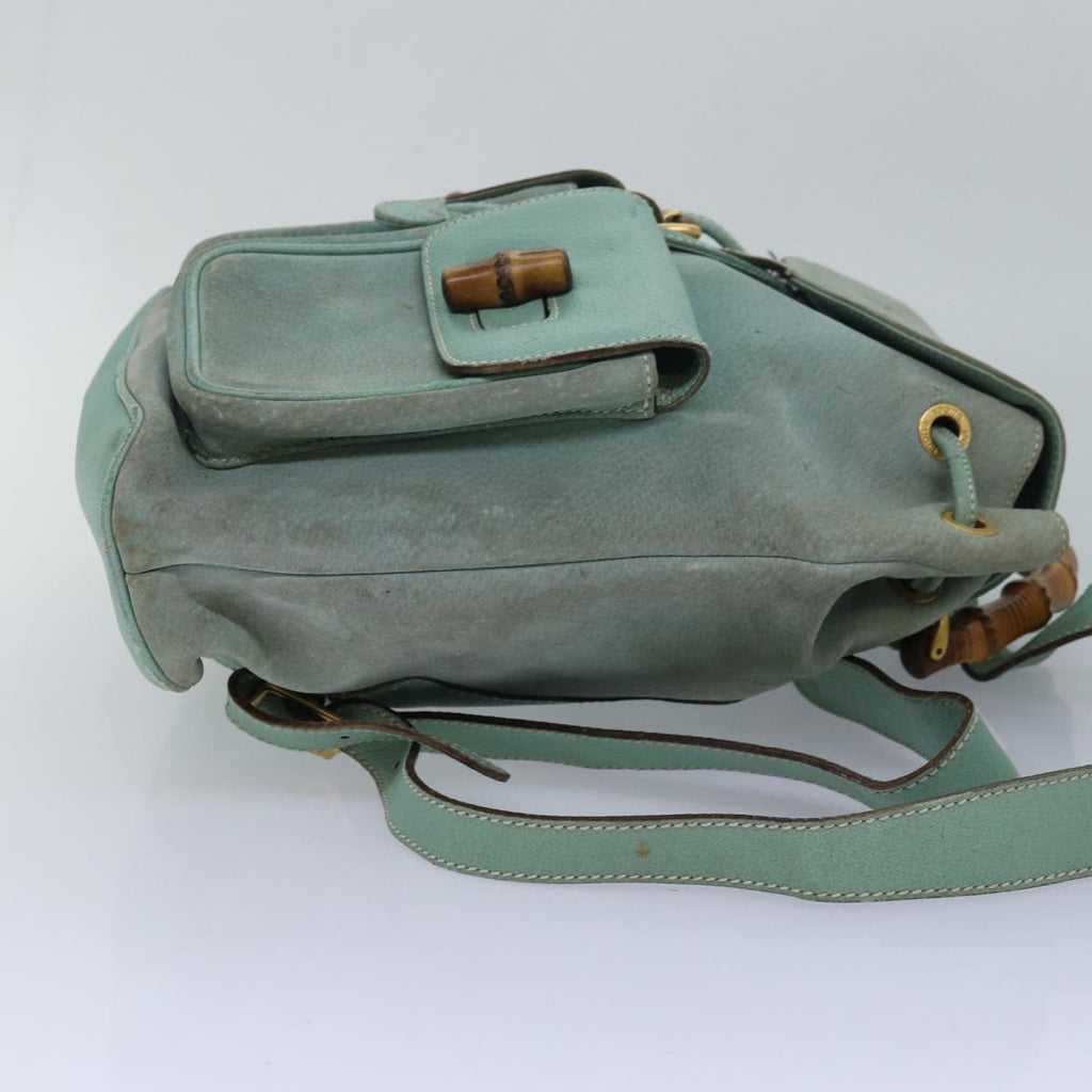 GUCCI Bamboo Backpack Suede Blue 003.2058.0016 84054