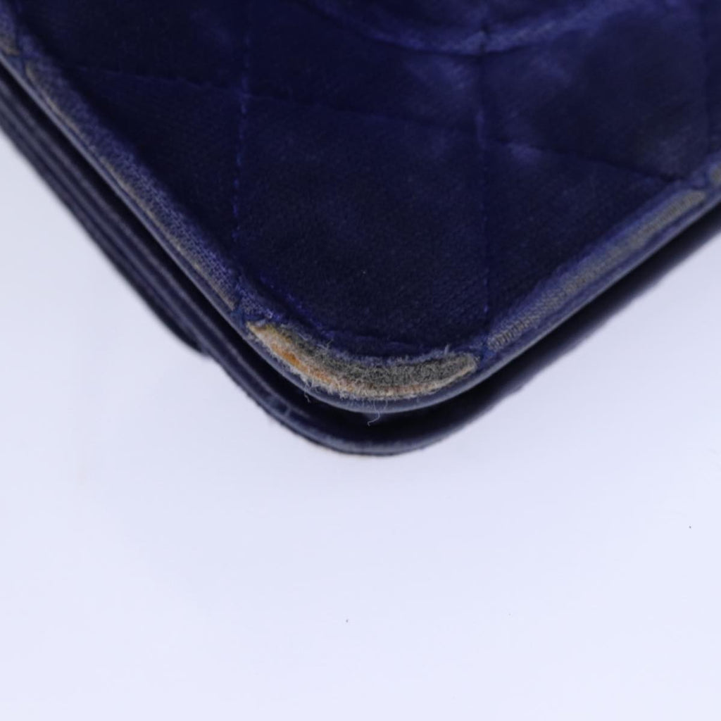 CHANEL Chain Shoulder Bag Moquette Navy CC 84139