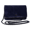 CHANEL Chain Shoulder Bag Moquette Navy CC 84139