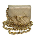 CHANEL Mini Matelasse Chain Shoulder Bag Lamb Skin Gold Tone CC 84205A