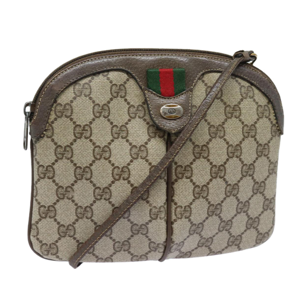 GUCCI GG Supreme Web Sherry Line Shoulder Bag PVC Beige 904 02 047 84221