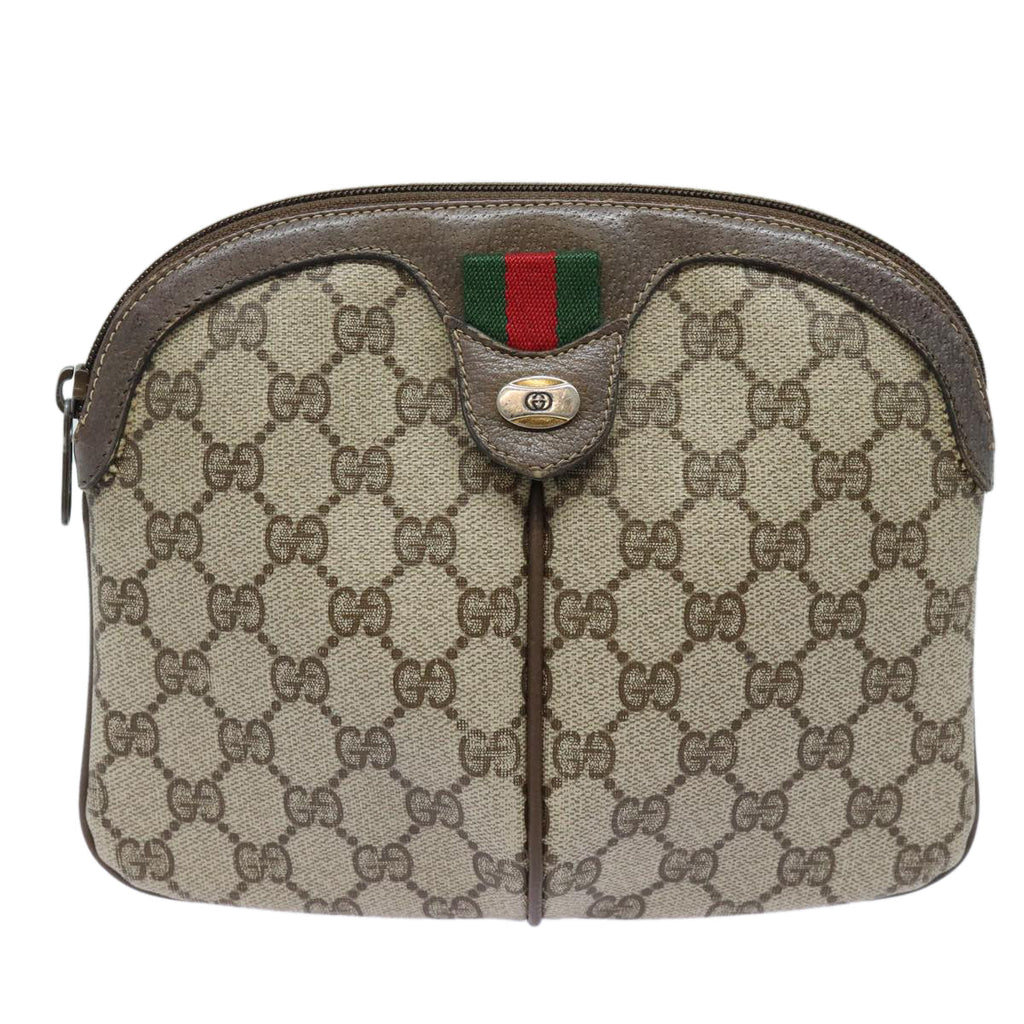 GUCCI GG Supreme Web Sherry Line Shoulder Bag PVC Beige 904 02 047 84221