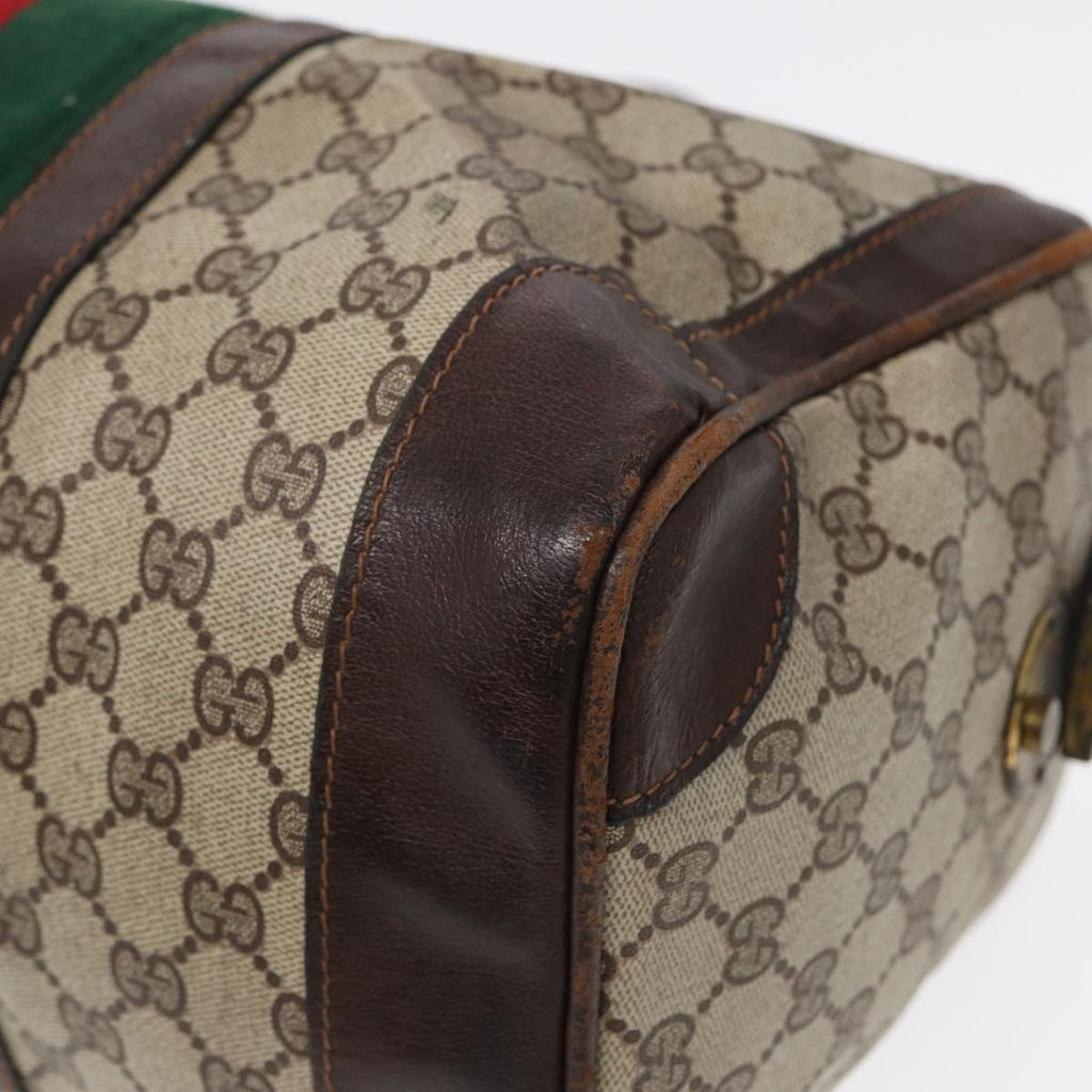 GUCCI GG Supreme Web Sherry Line Boston Bag PVC Beige Red Green 84232