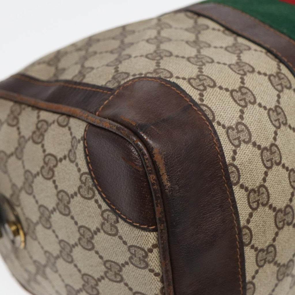 GUCCI GG Supreme Web Sherry Line Boston Bag PVC Beige Red Green 84232