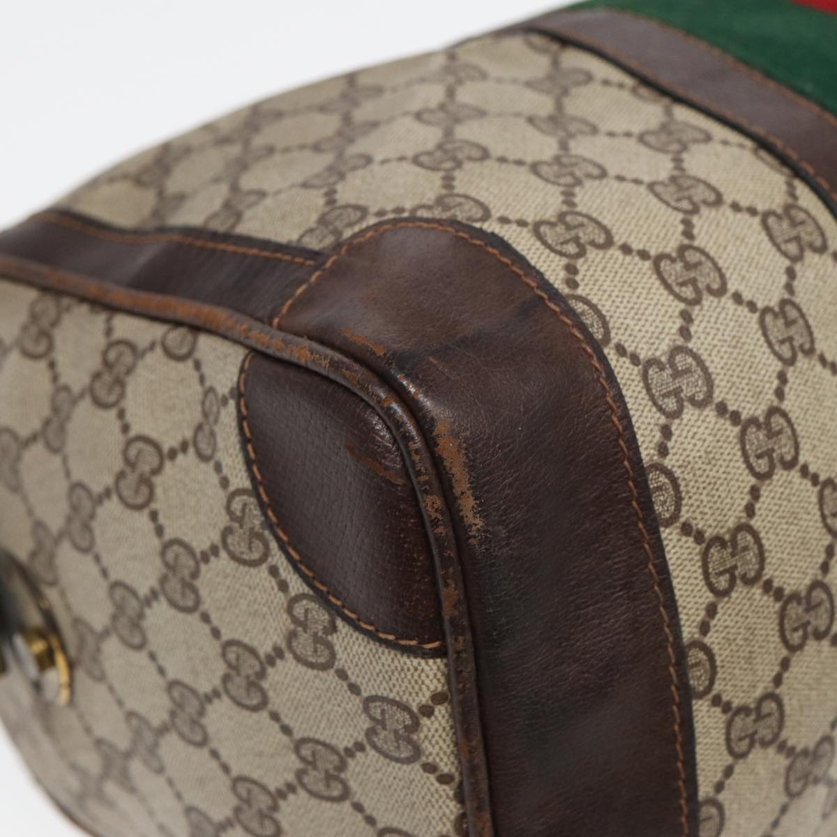 GUCCI GG Supreme Web Sherry Line Boston Bag PVC Beige Red Green 84232