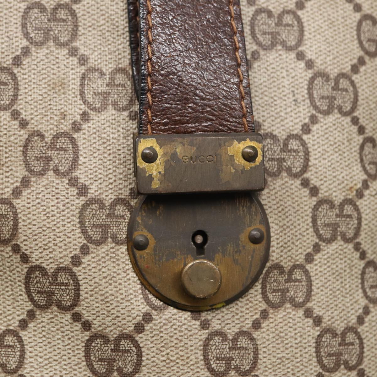 GUCCI GG Supreme Web Sherry Line Boston Bag PVC Beige Red Green 84232