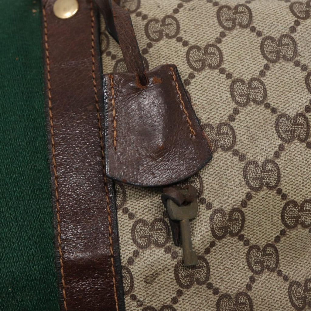 GUCCI GG Supreme Web Sherry Line Boston Bag PVC Beige Red Green 84232