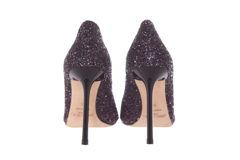 Jimmy Choo Romy Black & Pink Glitter Heels SZ 35