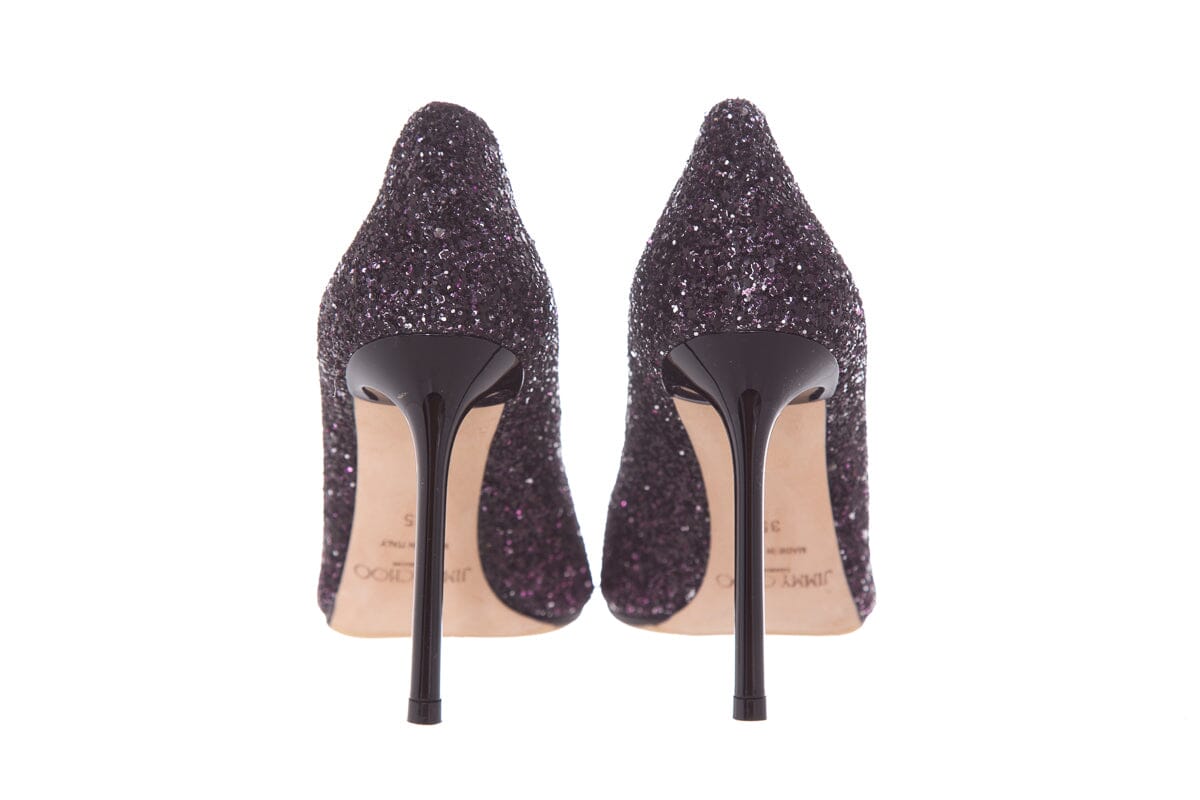 Jimmy Choo Romy Black & Pink Glitter Heels SZ 35